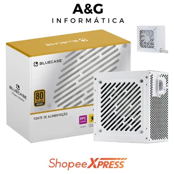 Fonte Gamer 400w Atx Pc PFC Ativo 80 Plus Bronze Cor Branco Cabos Flat Cabo de Energia