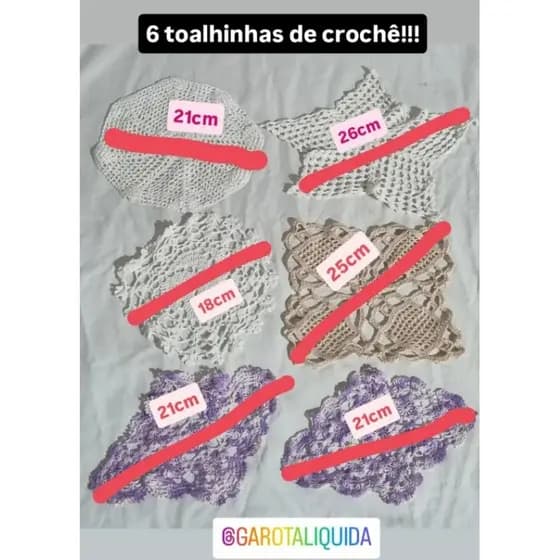 6 Toalhinhas de crochê- tolha - artesanato 6ud