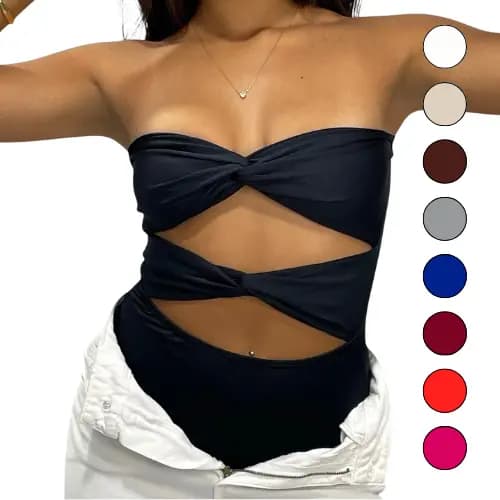 Bory Body Nó Transpassado Tendência Feminino Moda Gringa Forrado Duplo Sem Bojo Suplex Premium