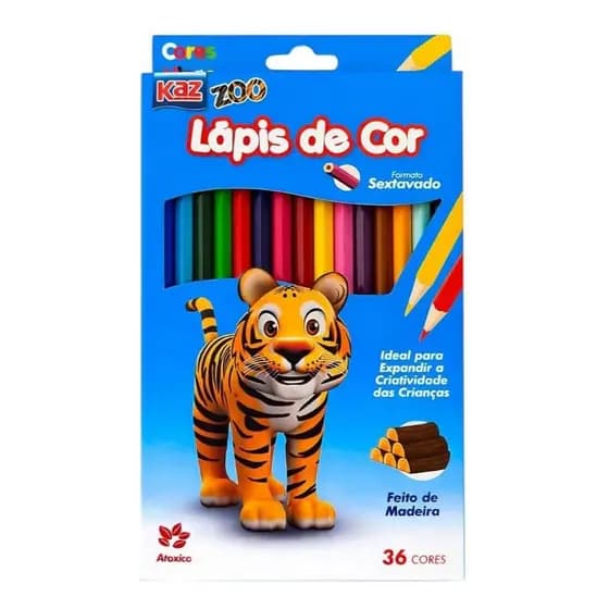 Lápis De Cor Escolar Madeira Sextavado 36 Cores