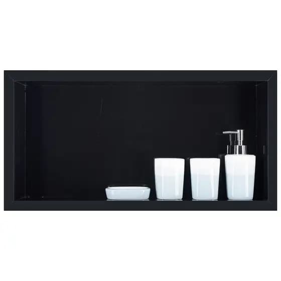 Nicho Em Porcelanato P/ Banheiro Porta Shampoo 60x30x8 Cm (Preto Absoluto)