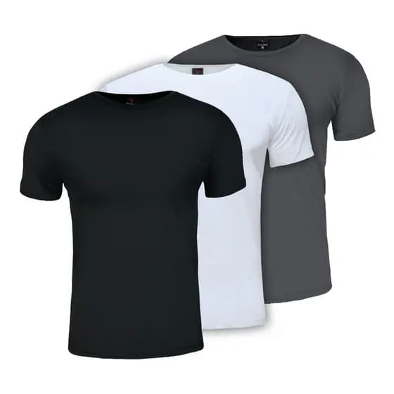 3 Camisetas Masculinas Básicas Lisas 3 Cores Sortidas