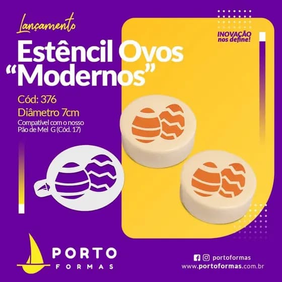 Estêncil P/ Pão De Mel 7cm “Ovos Modernos” - Porto Formas cod 376