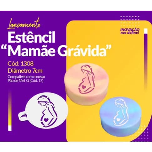 Estêncil Pão De Mel 7cm MAMAE GRAVIDA - Porto Formas