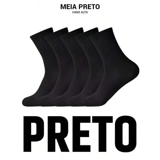 kit de meia masculina cano alto todo preto
