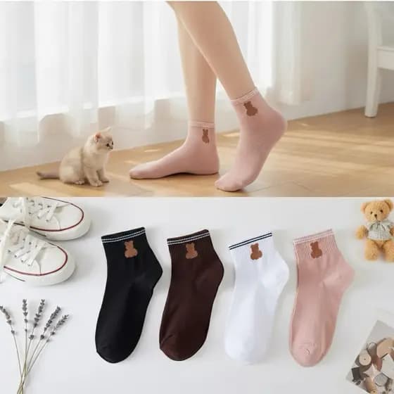 Kit 5 pares de meias de algodão femininas fofas tamanhos 35-41