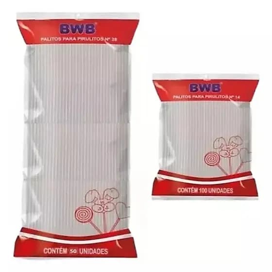 Palito para pirulito BWB transparente- topo de bolo- tubo pet - canudo transparente 50 e 100 Un.
