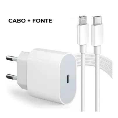 Carregador iPhone Turbo Tipo-C 20W + Cabo Lightining para IPhone Carga rápida
