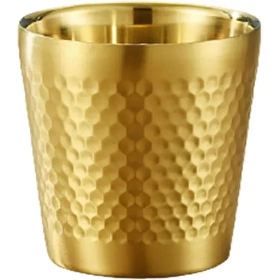 Copo de Aço Inoxidável Parede Dupla Texturizado Dourado 175 ml