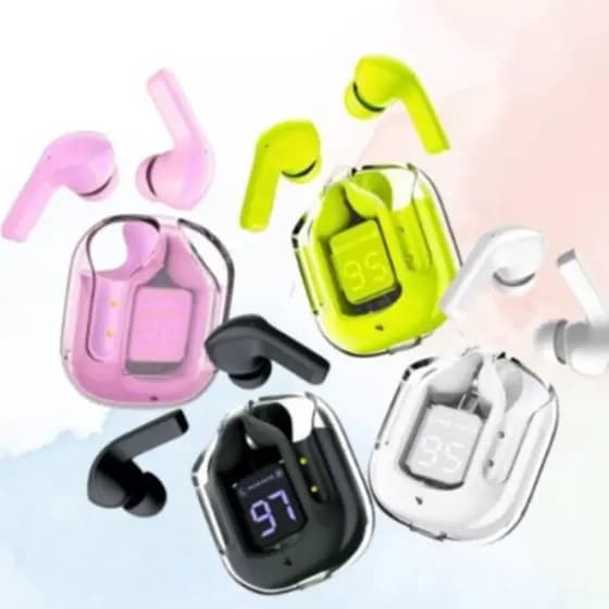 Fones De Ouvido Transparente Ultrapods Pro TWS Bluetooth 5.3 com Display LED e Redução De Ruído.