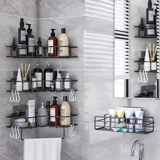 Prateleira de banheiro RETANGULAR, e TRIÂNGULO Porta shampoo, Porta tempero, suporte adesivo para parede, para cozinha e banheiro