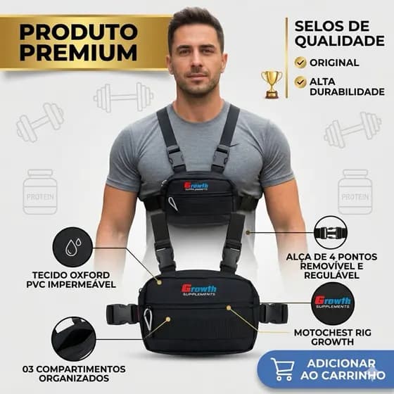 Bolsa de Peito Chest Bag Colete Frontal Pochete Peitoral Motoboy Academia Corrida