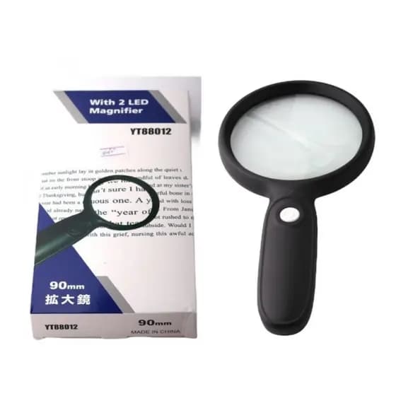 Lupa de mão com 2 luzes de LED para leitura ou inspeção 90mm TG