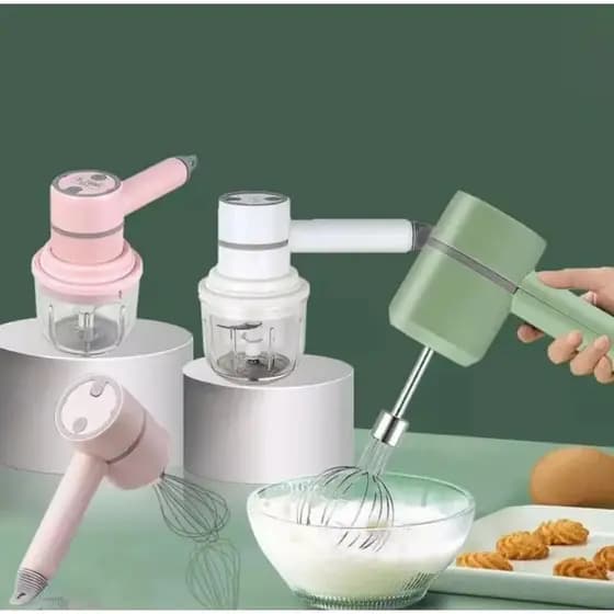 Mini batedeira portátil sem fio e multi processador de alimentos ovos misturador 3 em 1