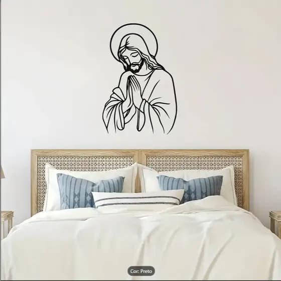 Quadro de Parede de Jesus em MDF - Decoração Cristã Religiosa para Quarto, Sala Casa Igreja Oração