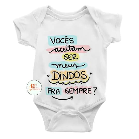 Roupa De Bebê Body Bebê Frases Vocês Aceitam Ser Meus Dindos Para Sempre