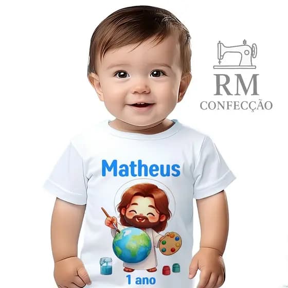 Camiseta Bebê Personalizada O Maior Pintor do Mundo Jesus #F311