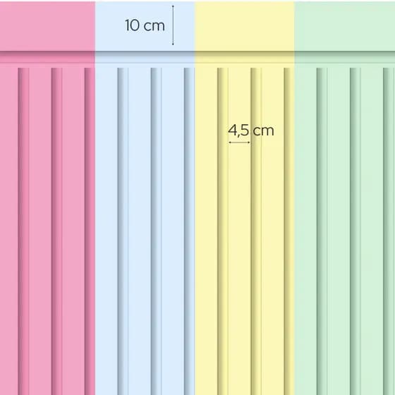 Painel de parede Ripado meia-parede - Medida 1,10m x 60cm rolo