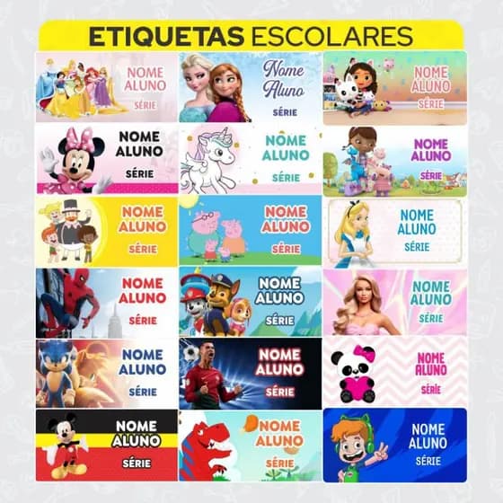Kit 154 Etiquetas Adesivos Escolar Personalizado Prova d' Água
