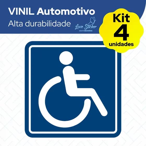 🚗 Kit 4 Adesivos PCD para Veículo – Sinalização Veicular Deficiente Físico em Vinil de Alta Durabilidade