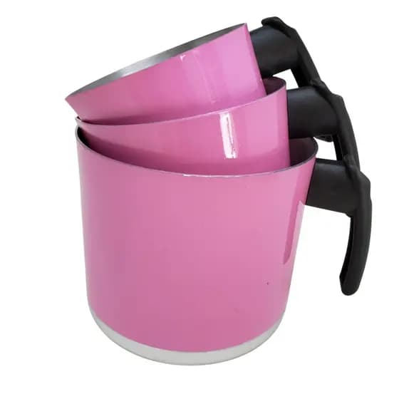 Caneco fervedor kit 3pçs Alumínio Cores Rosa vermelho preto