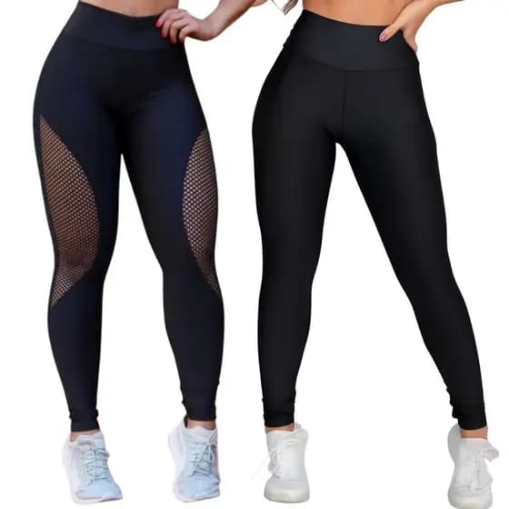 Kit Legging Arrastão + Legging Básica Academia