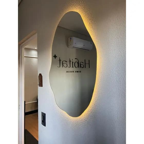 Espelho Orgânico 80x60 Lapidado Moderno Decorativo Com Led PILHAS (TORTÃO)