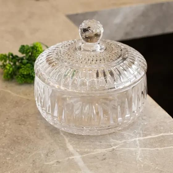 Potiche Renaissance de Vidro 15cm x 15cm x 13cm, porta balas elegante, dusting powder porta perfume em pó