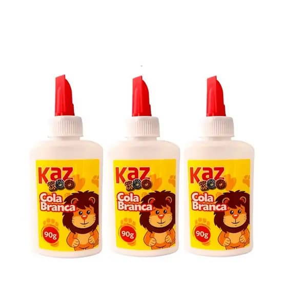 Kit 3 Cola Branca Escolar Kaz - 90g