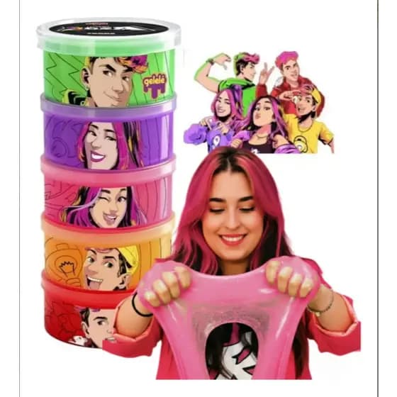 Slime Gelelé Torre 330g Dos Rosa Youtubers 5 Cores