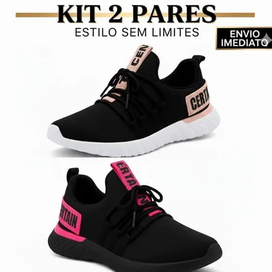 Kit Tênis Feminino 2 pares promoção envio 24hras