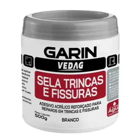 Sela Trincas e Fissuras Vedag Branca 500g (pote) Garin Fissuras e Rachaduras Laje Telha Parede