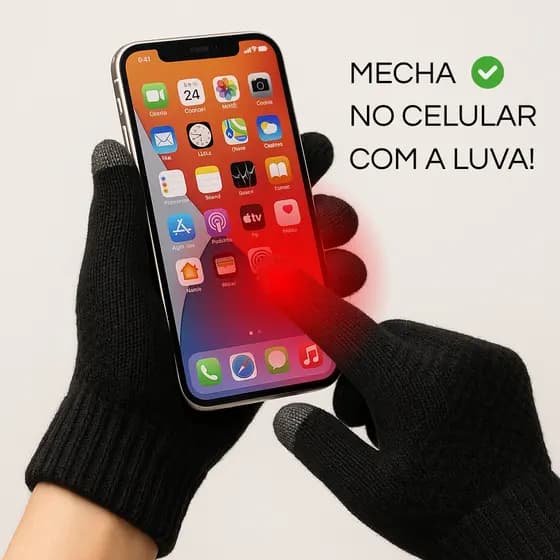 Luva Touch Screen Mexe Celular Tablet Quentinha Inverno Frio Peluciada Frio Intenso Térmica Luvas de Lã Quente Grossa