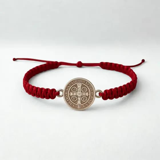 Pulseira Macramê Medalha São Bento Ajustável