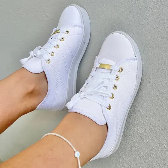 Sapatenis Feminino Casual Tênis Branco Sapato Confortável Leve Dia a Dia