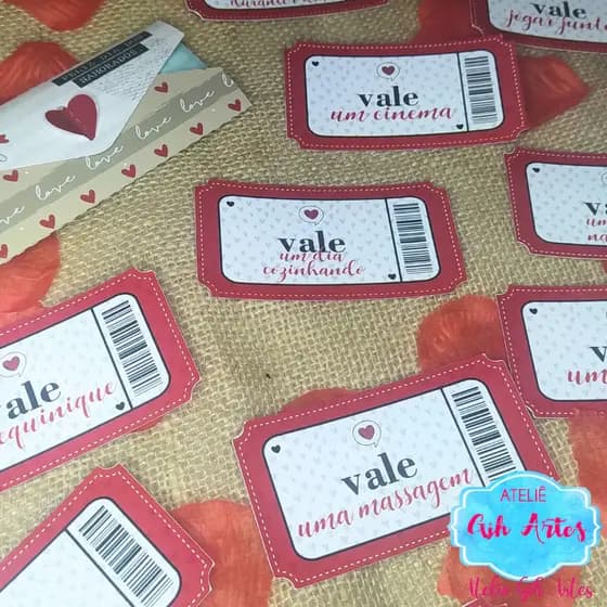 Vales do amor, tickets do amor, presente dia dos namorados.