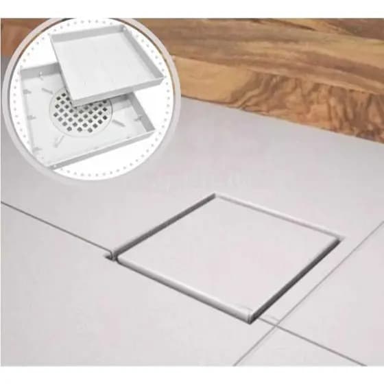 Kit com 5 peças Ralo Oculto 10x10 Invisível Sifonado inteligente/ Seca piso/ Porcelanato com tela