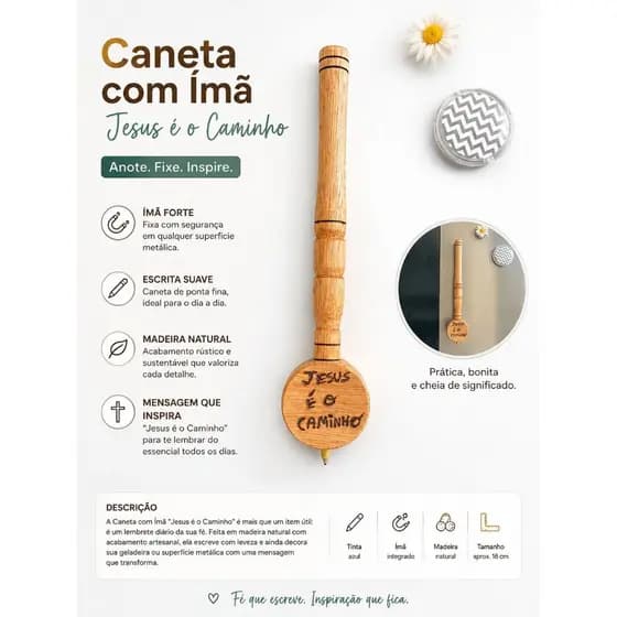 Caneta artesanal com Ímã de geladeira Recarregável