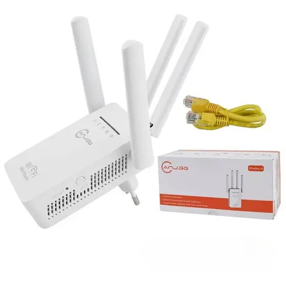 Repetidor Wi-Fi Wireless-N 300Mbps | Roteador e Extensor de Sinal com 4 Antenas | Mini Router 2.4GHz anjgg