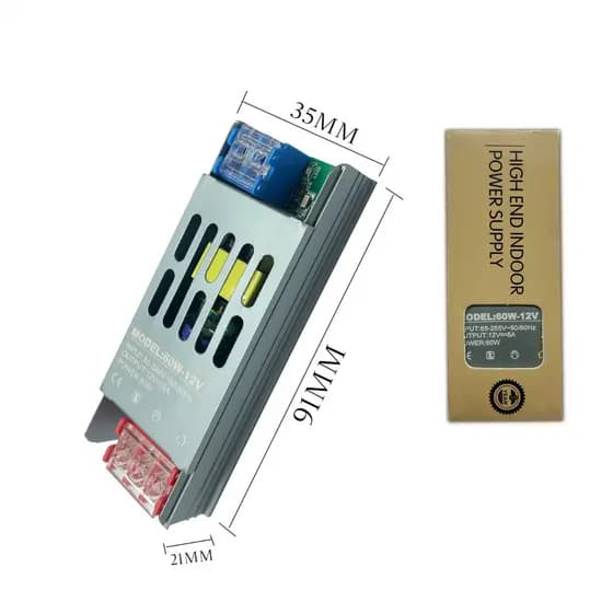 Fonte Chaveada Mini Slim 12V 5A 60W Bivolt Automática Para Fita LED Câmeras CFTV Iluminação Eletrônicos