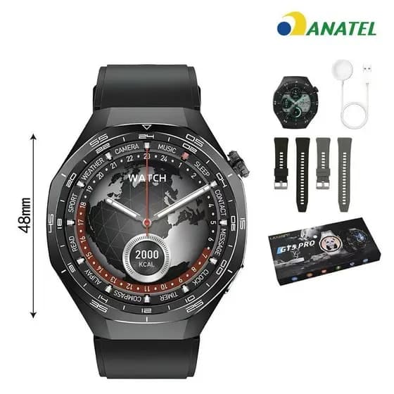 Smartwatch GT5 Pro GPS NFC com tela HD e monitor de frequência cardíaca ANJGG