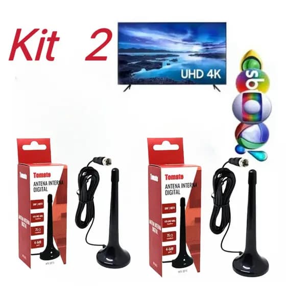 Kit 2 Antena Interna TV Digital Digital HDTV Dtv Tomate Mtv 3015