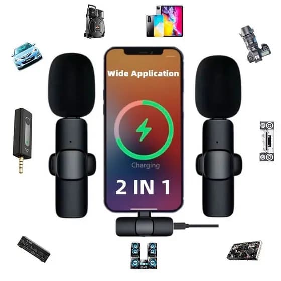 Conjunto de 2 microfones de lapela de transmissão Microfone sem fio TIPO C Apenas