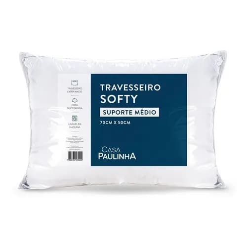 Travesseiro Softy Suporte Médio 70x50 Enchimento Fibra De Silicone 1 Peça Macio