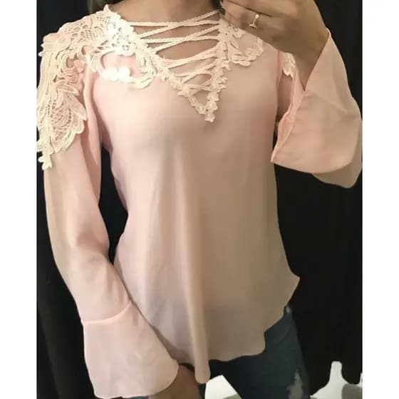 Blusa Feminina Manga Longa Blusa Social