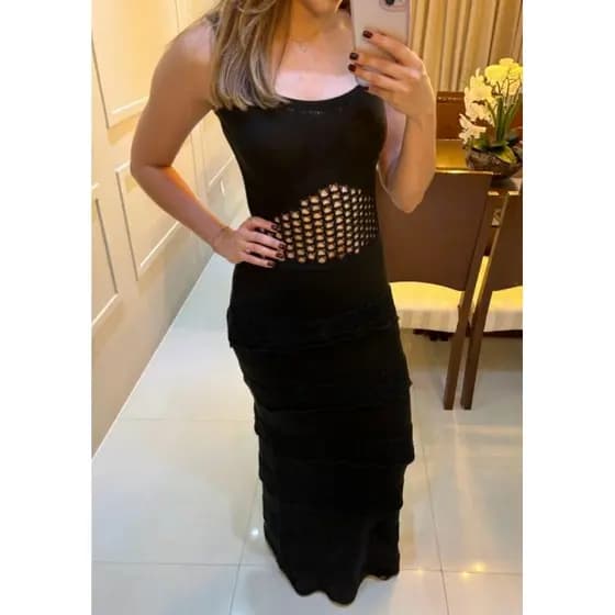 vestido longo de tricô