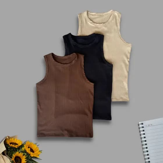 3 Kit Regata Canelada Feminina Blusinha Básica Ribana Premium