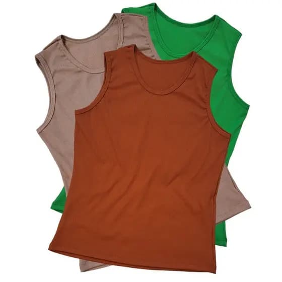 Kit 3 pçs Blusa Regata Ribana feminina