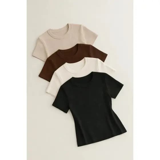 Kit 4 Blusas Feminina Ribana Canelado Estilosa Básica Casual