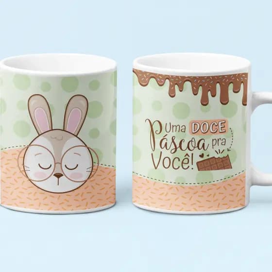 Caneca com Tema Infantil de Páscoa